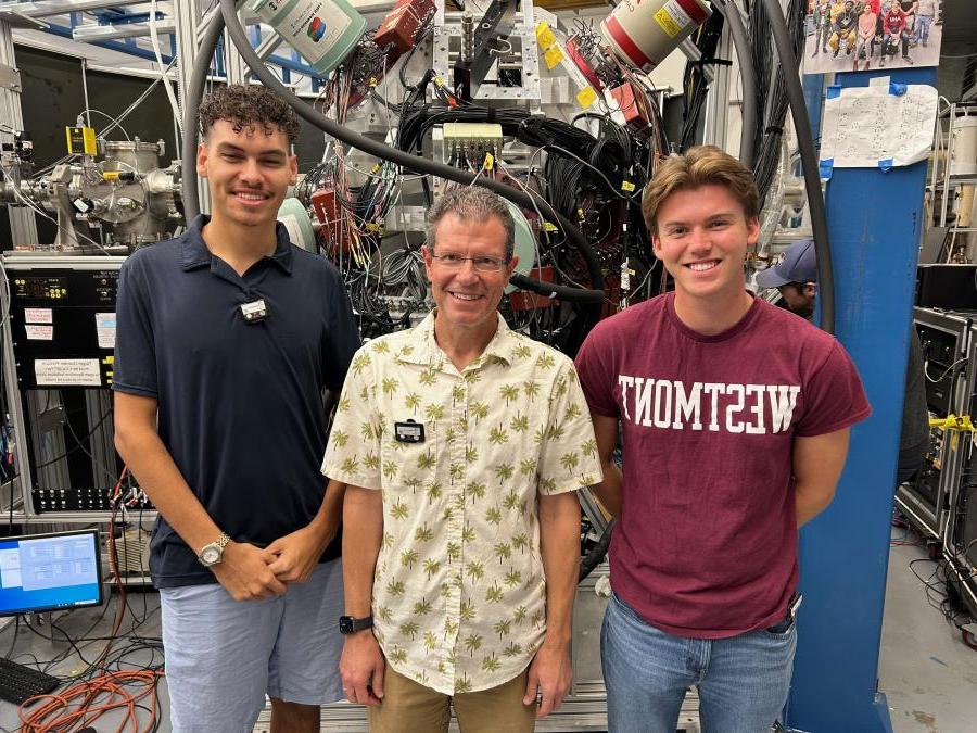 Students Josef Bingener ’25 and Ethan Camp ’27 with Dr. Robert Haring-Kaye